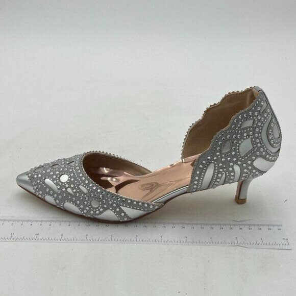 XYD Women's Pumps, Elegant Pointed Toe, D'Orsay Kitten Low Heels, Rhinestone Stu - Picture 2 of 8